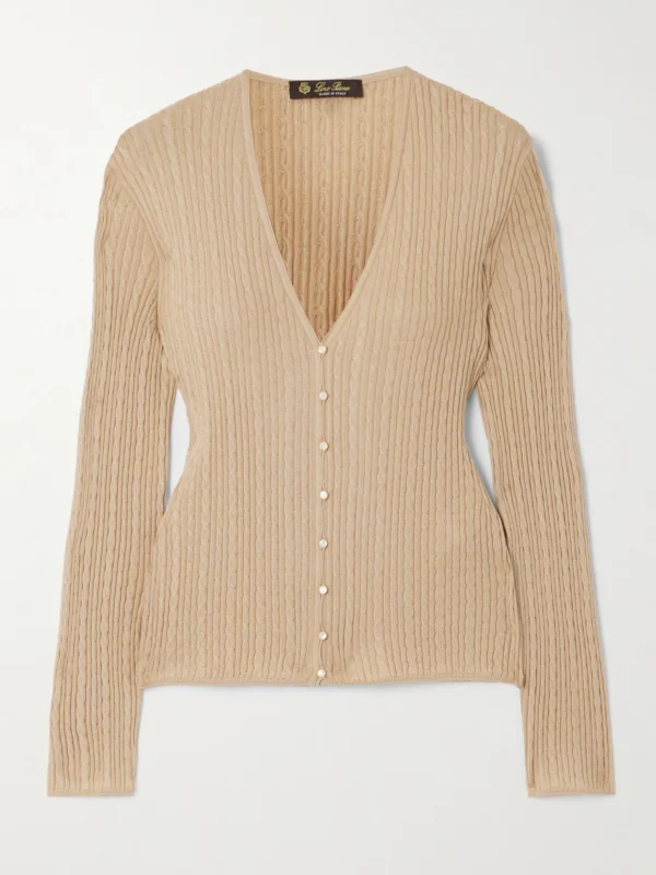 Loro Piana Rimella Cable-knit Cashmere and Silk-blend Cardigan