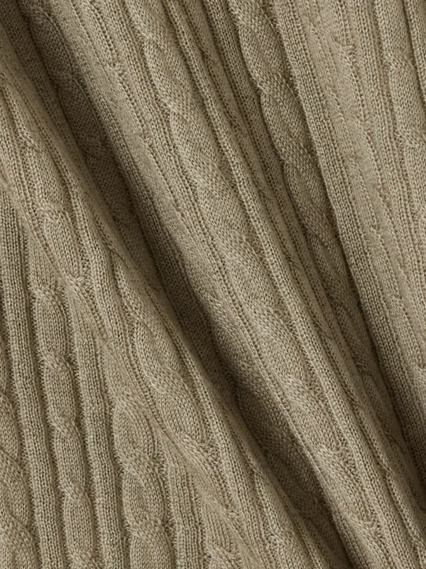 Close-up detail of the Loro Piana Rimella Cable-knit Cashmere and Silk-blend Cardigan