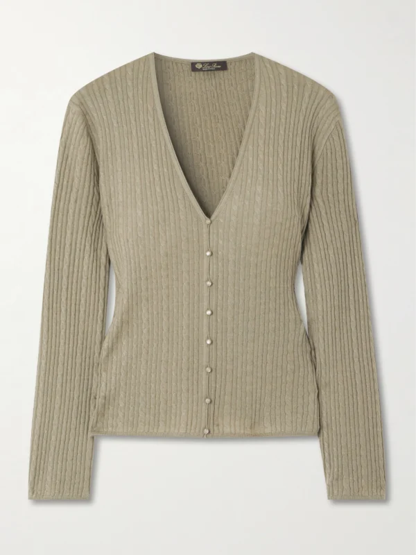 Loro Piana Rimella Cable-knit Cashmere and Silk-blend Cardigan