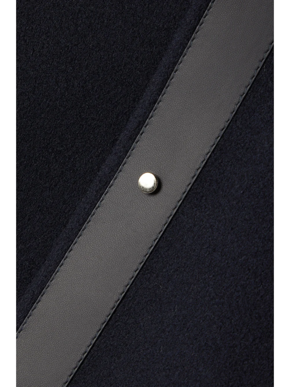Close-up detail of the Loro Piana Roaden Leather-trimmed Cashmere Coat