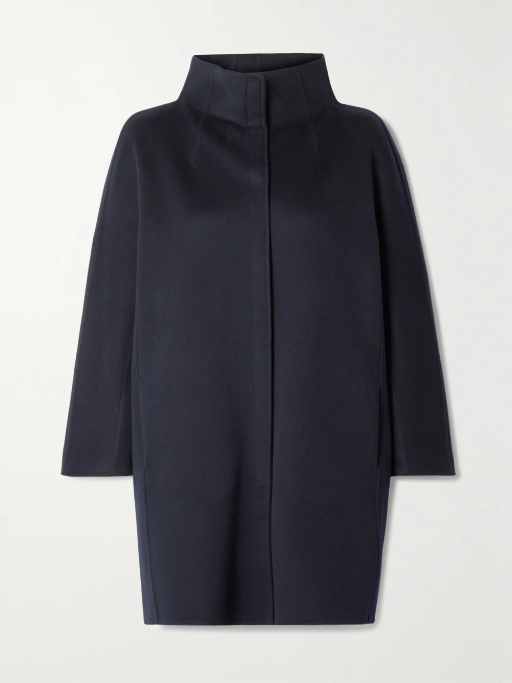 Loro Piana Roaden Leather-trimmed Cashmere Coat in midnight blue
