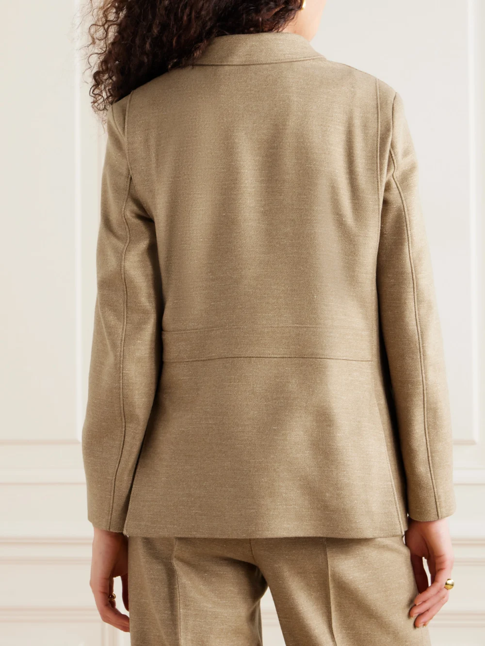 Back view of the Loro Piana Roadster Suede-trimmed Cotton-twill Jacket