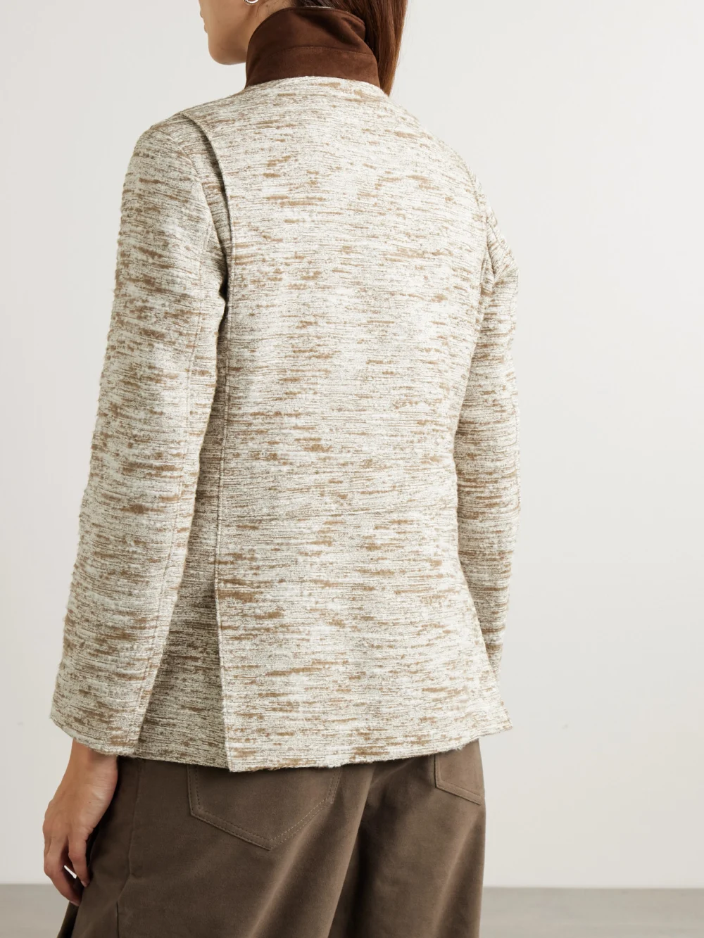 Back view of the Loro Piana Roadster Suede-trimmed Textured-cotton Jacket