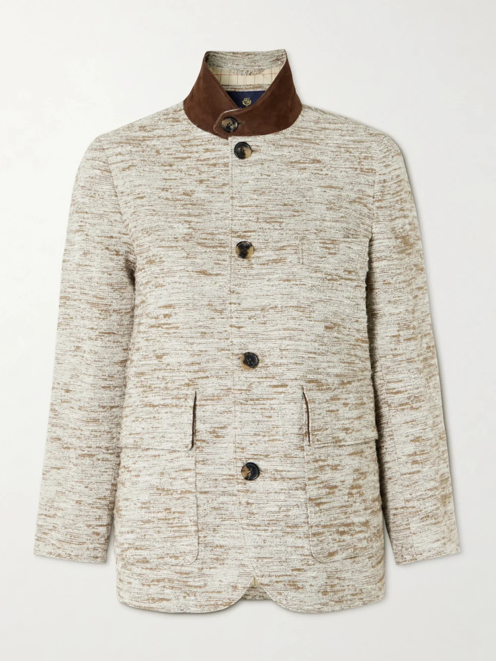 Loro Piana Roadster Suede-trimmed Textured-cotton Jacket in light gray