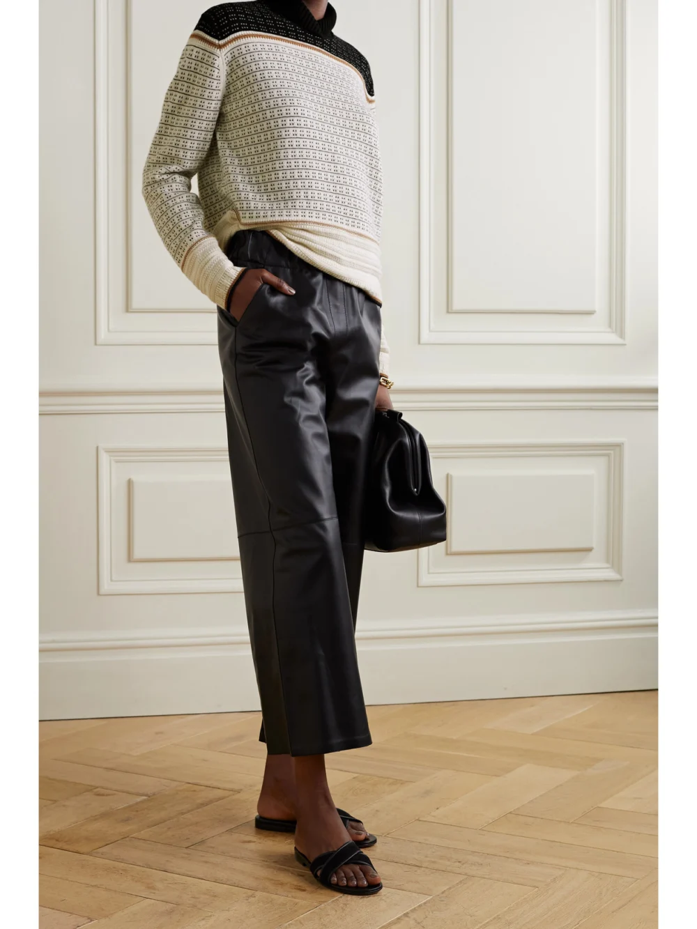 Loro Piana Serbelloni Cashmere-jacquard Turtleneck Sweater, worn by a model