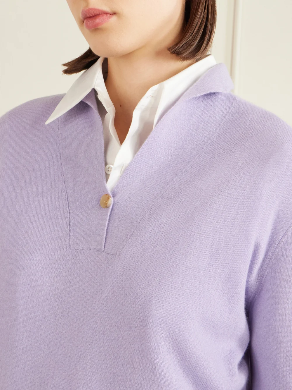 Close-up detail of the Loro Piana Sergio Cashmere Sweater