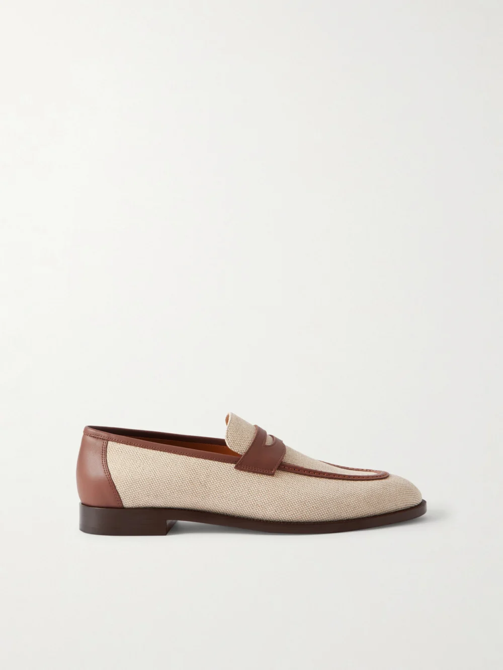 Loro Piana Sergio Leather-trimmed Canvas Loafers in neutral