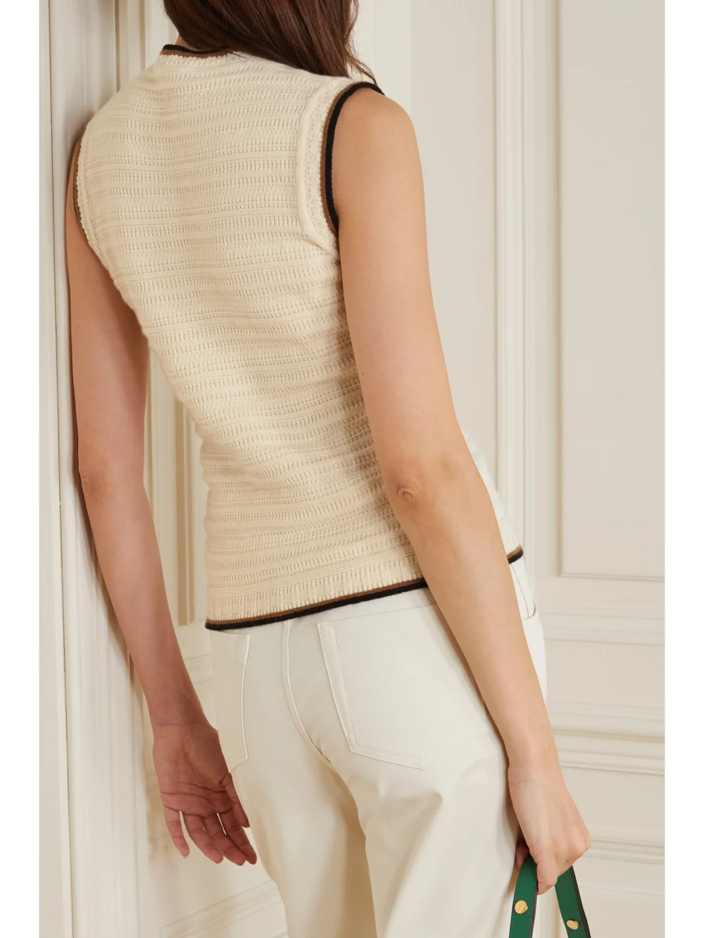 Back view of the Loro Piana Striped Cashmere Tank