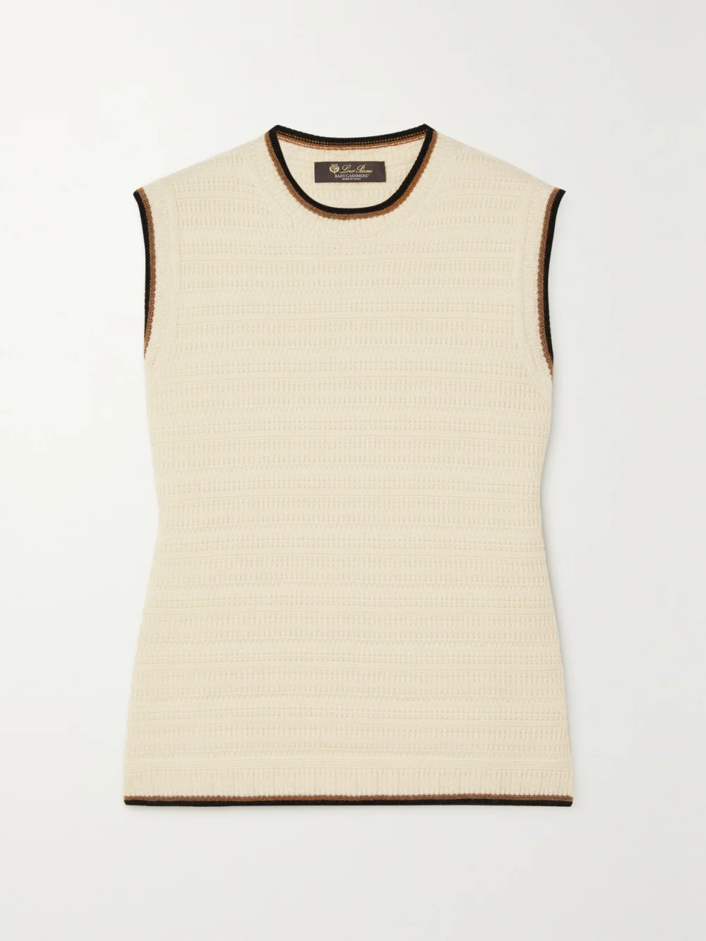 Loro Piana Striped Cashmere Tank in cream