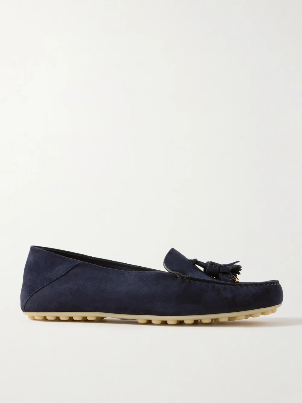 Loro Piana Tasseled Suede Collapsible-heel Loafers in navy