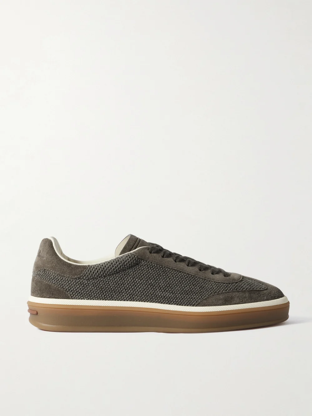Loro Piana Tennis Walk Suede-trimmed Wool Sneakers in taupe