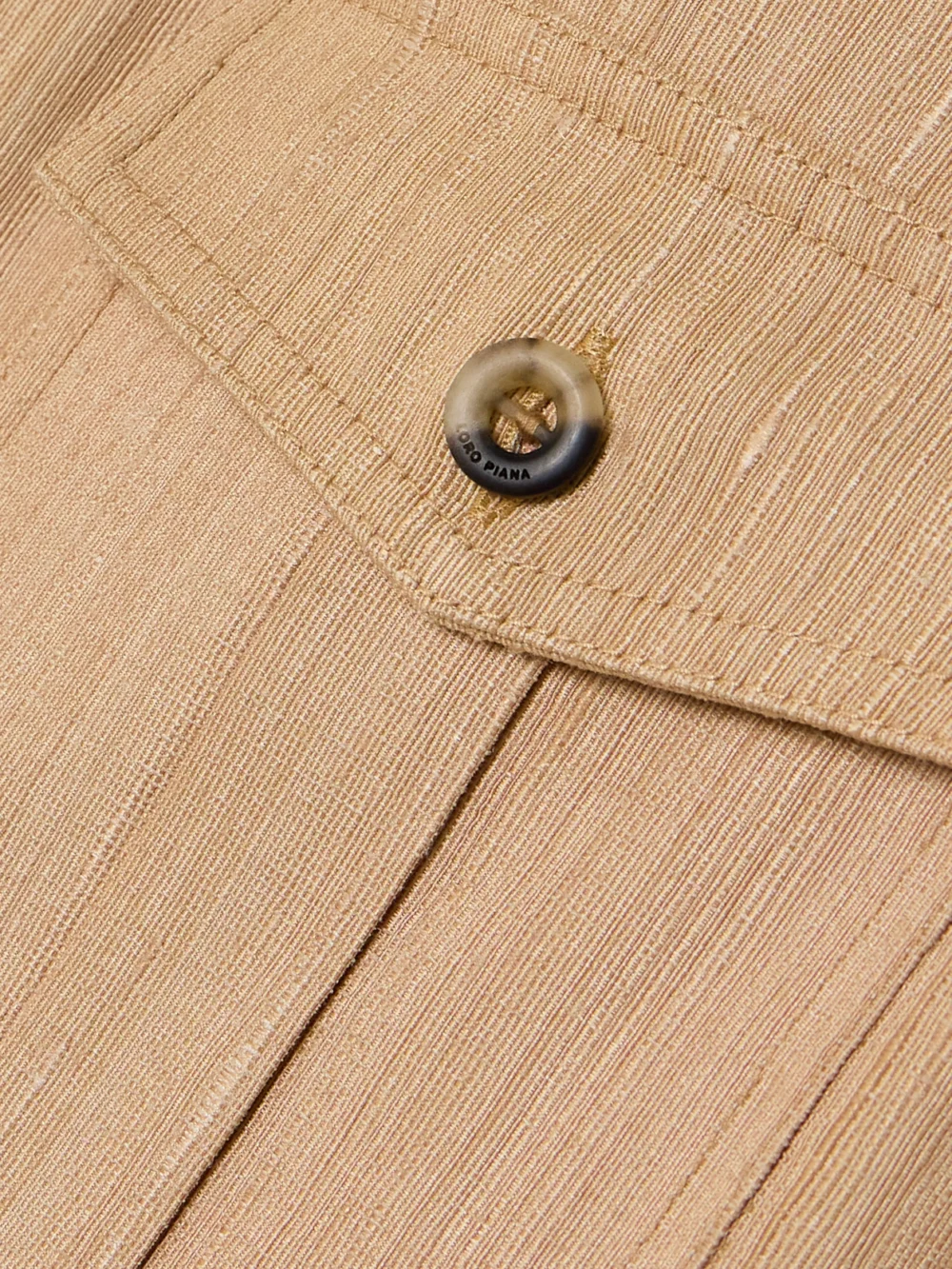 Close-up detail of the Loro Piana Textured-silk Shirt