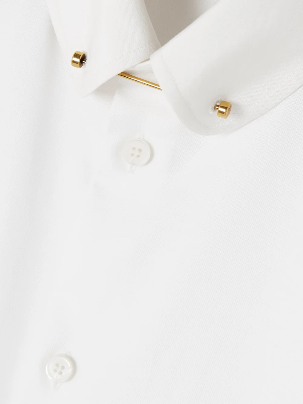 Close-up detail of the Loro Piana Thea Embellished Cotton Oxford Shirt