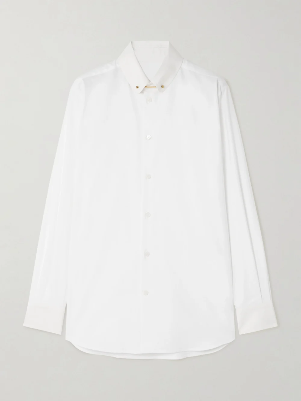 Loro Piana Thea Embellished Cotton Oxford Shirt in white