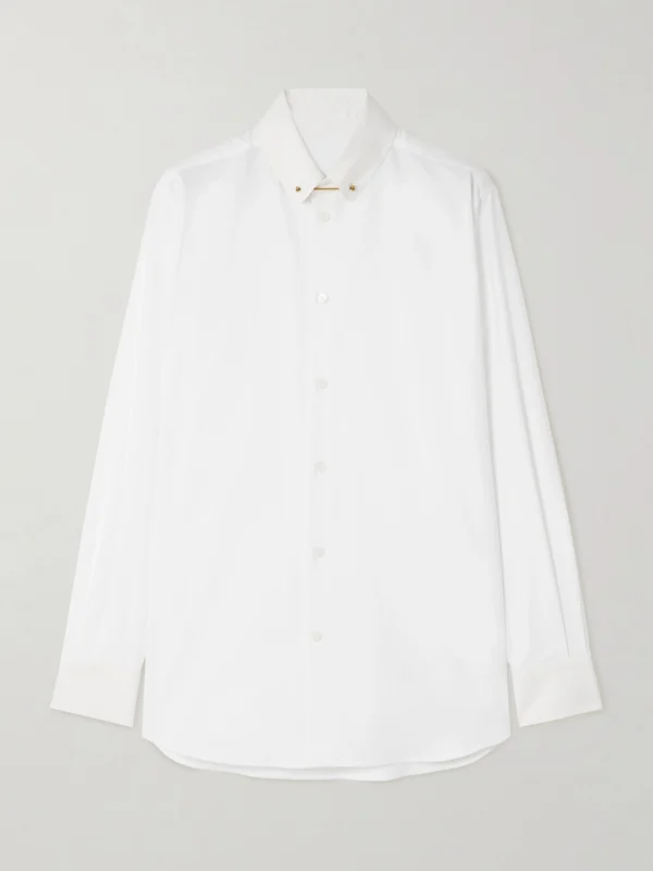 Loro Piana Thea Embellished Cotton Oxford Shirt