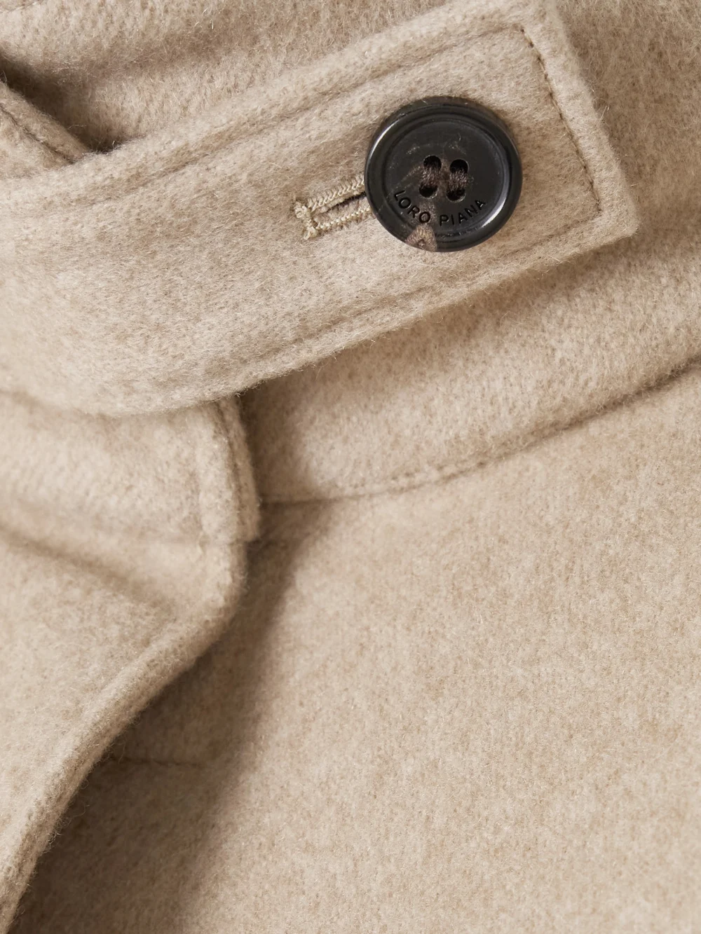 Close-up detail of the Loro Piana Traveller Suede-trimmed Cashmere Jacket