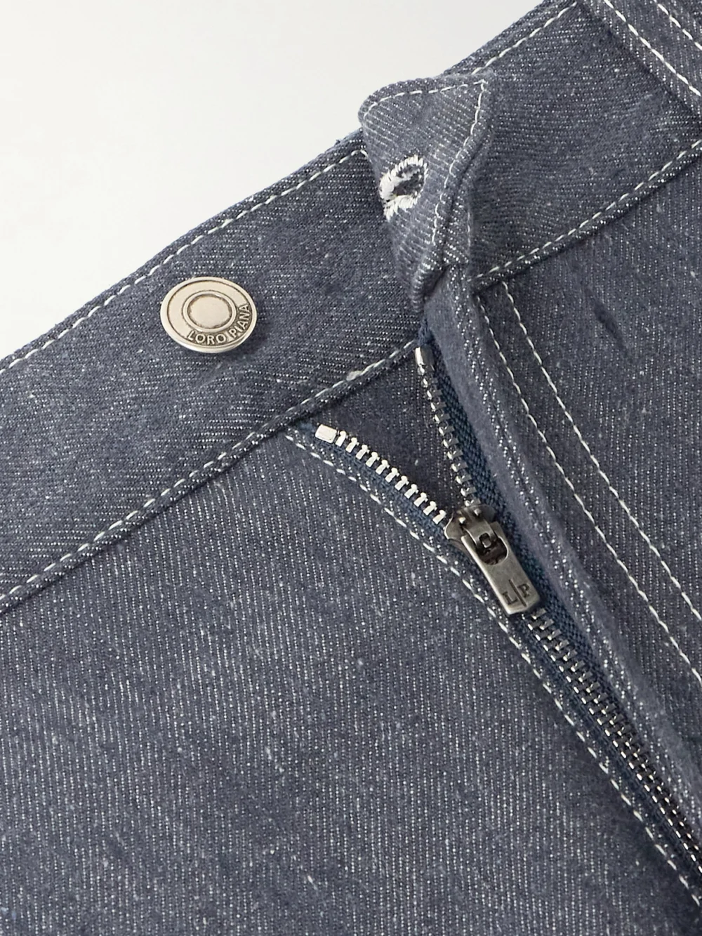 Close-up detail of the Loro Piana Tye Straight-leg Jeans