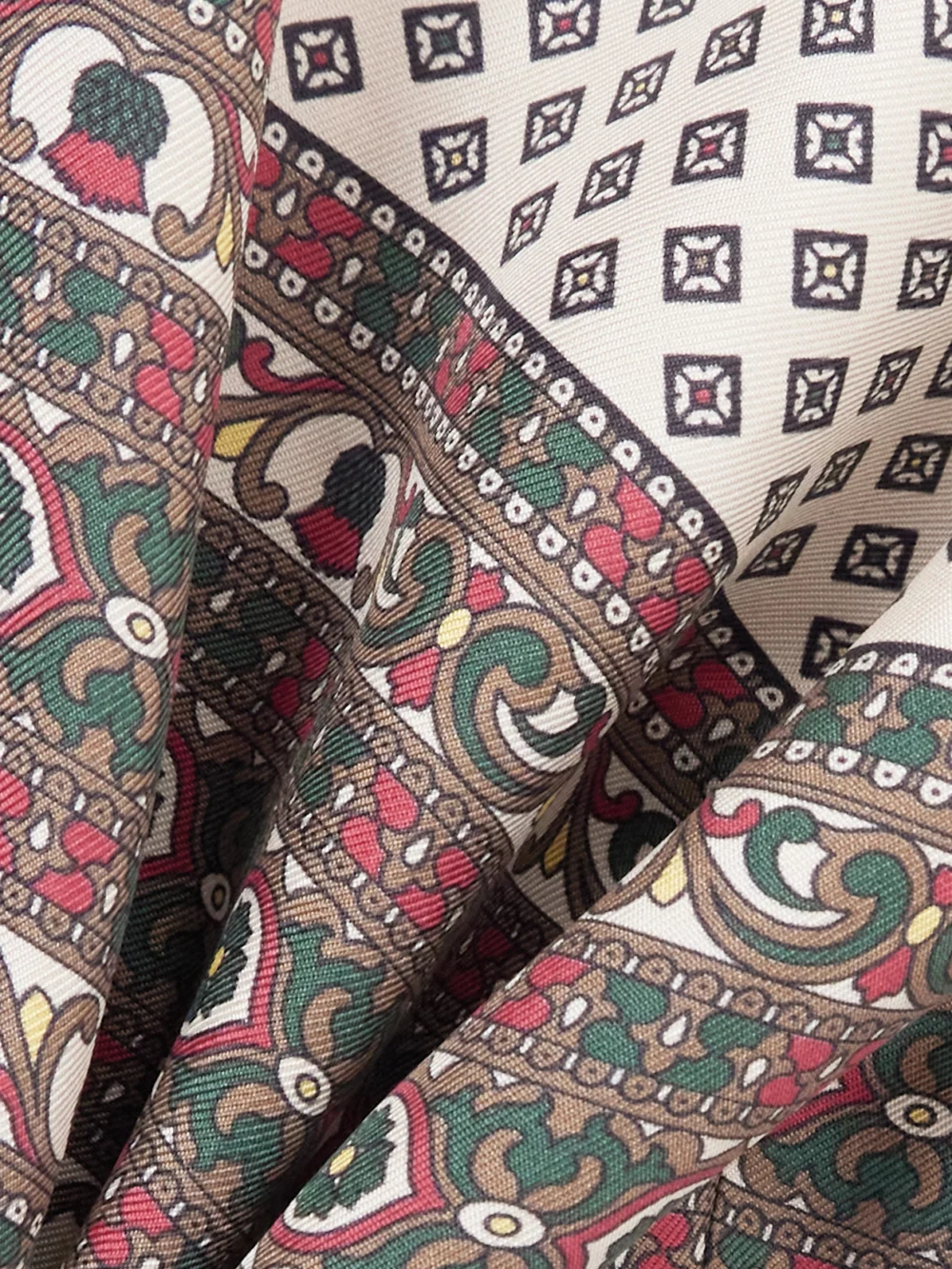 Close-up detail of the Loro Piana Valerio Printed Silk-twill Wide-leg Pants