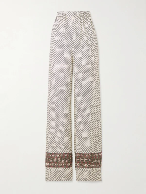 Loro Piana Valerio Printed Silk-twill Wide-leg Pants