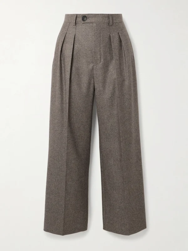 Loro Piana Yurik Pleated Wool and Cashmere-blend Flannel Straight-leg Pants