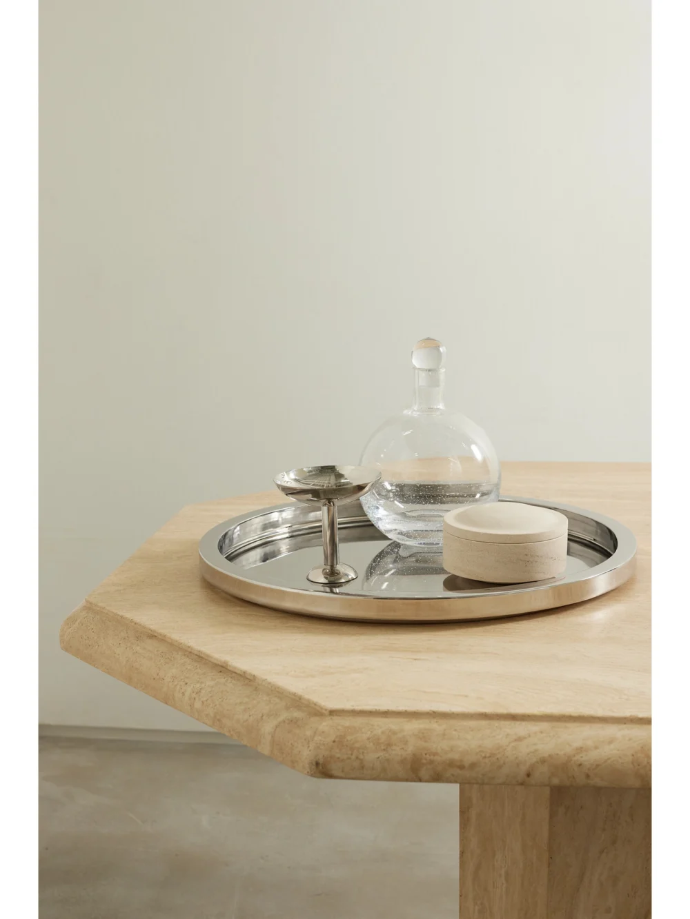 Louise Roe 56cm Polished Stainless Steel Serving Tray, styled view
