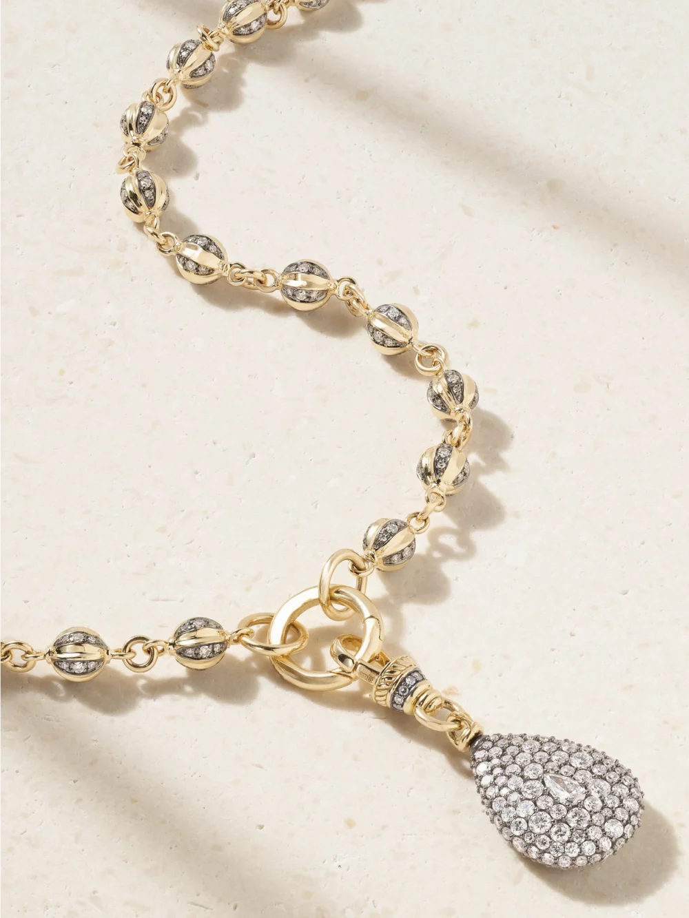 Close-up detail of the Lucy Delius 14-karat Gold Diamond Necklace