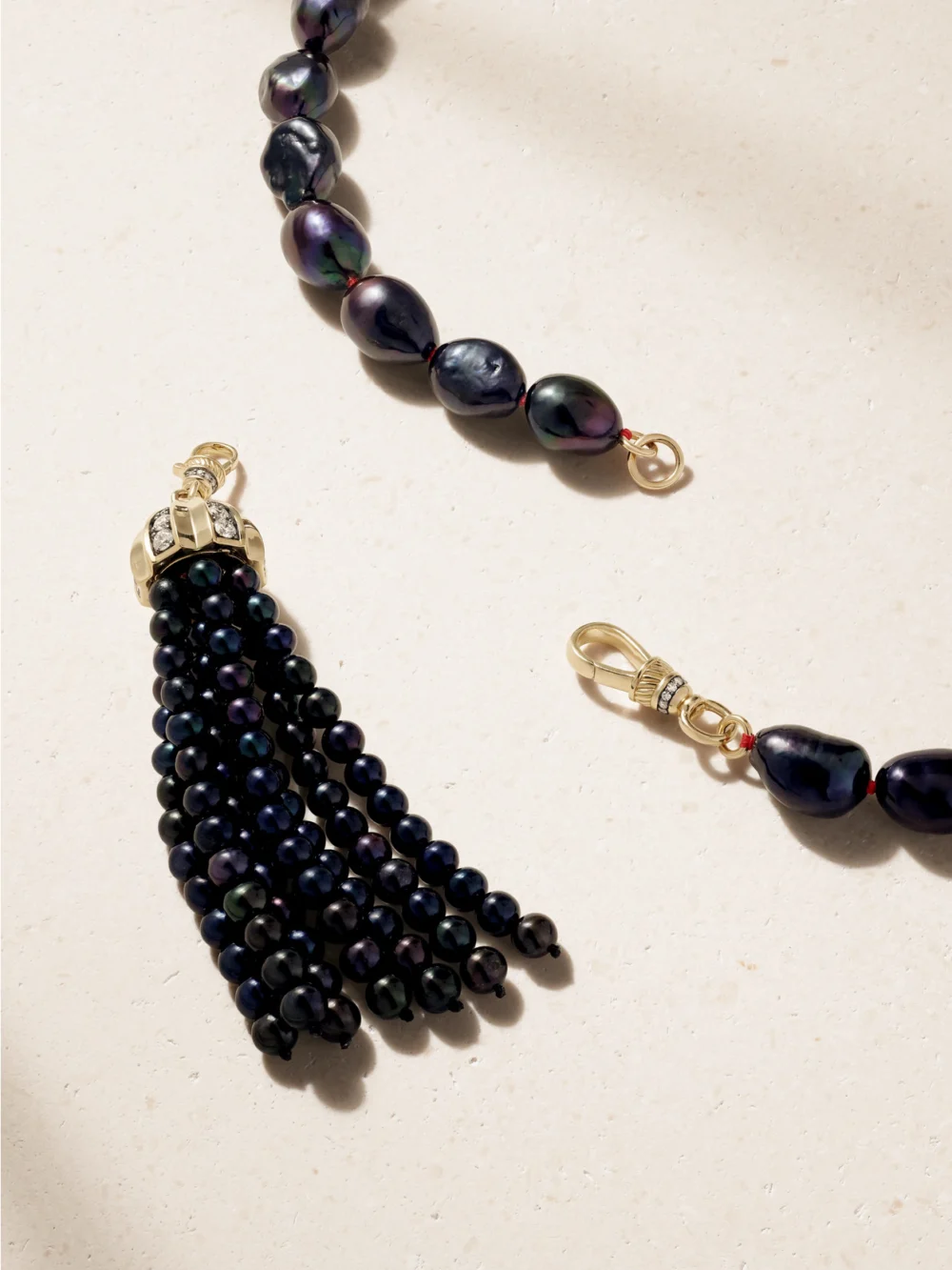 Back view of the Lucy Delius 14-karat Gold, Diamonds and Pearl Beaded Necklace