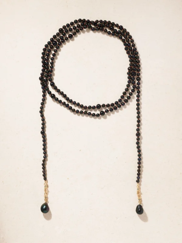 Lucy Delius 14-karat Gold, Pearl and Diamond Beaded Necklace