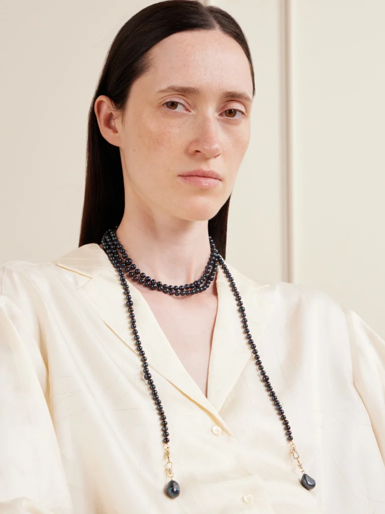 Lucy Delius 14-karat Gold, Pearl and Diamond Beaded Necklace