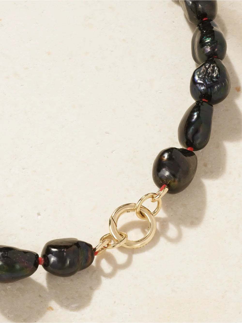 Close-up detail of the Lucy Delius 14-karat Gold Pearl Beaded Necklace