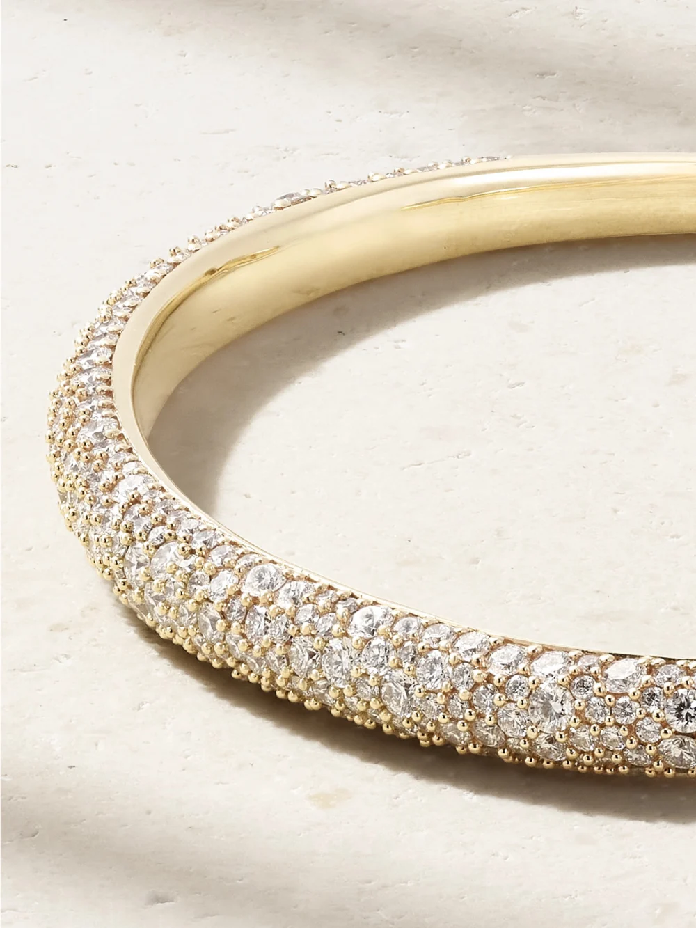 Close-up detail of the Lucy Delius 14-karat Recycled Gold Diamond Cuff