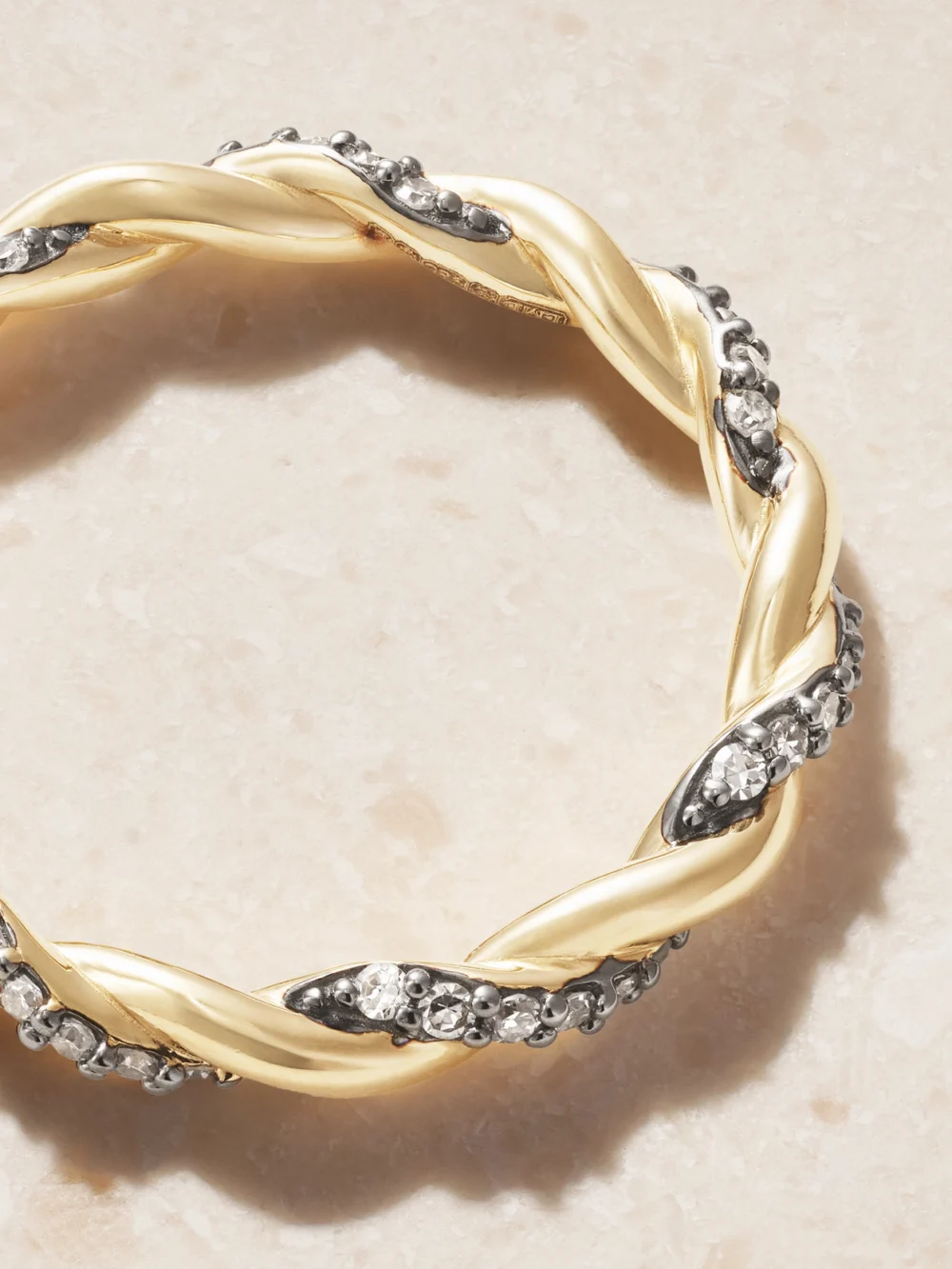 Close-up detail of the Lucy Delius Antique Finish 14-karat Gold Diamond Ring