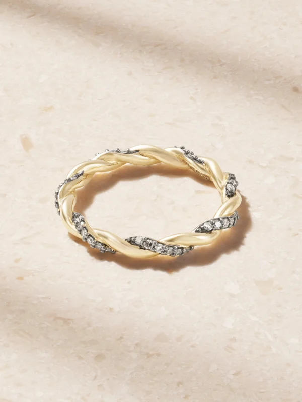 Lucy Delius Antique Finish 14-karat Gold Diamond Ring