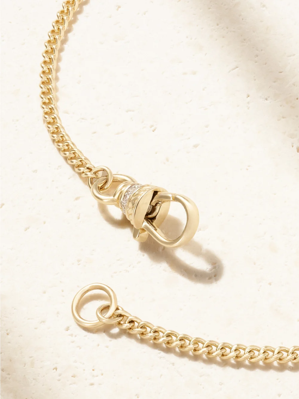 Back view of the Lucy Delius Baby T-bar 14-karat Gold Diamond Necklace