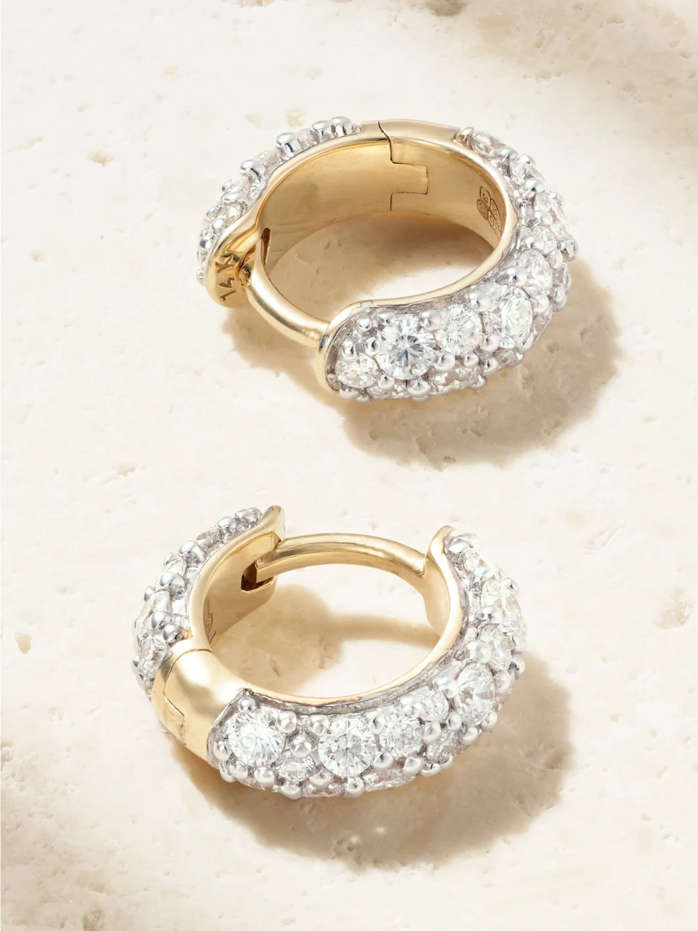 Back view of the Lucy Delius Chubby 14-karat Gold Diamond Hoop Earrings