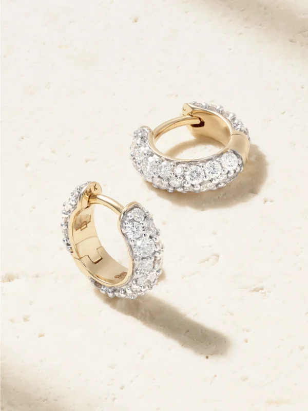 Lucy Delius Chubby 14-karat Gold Diamond Hoop Earrings