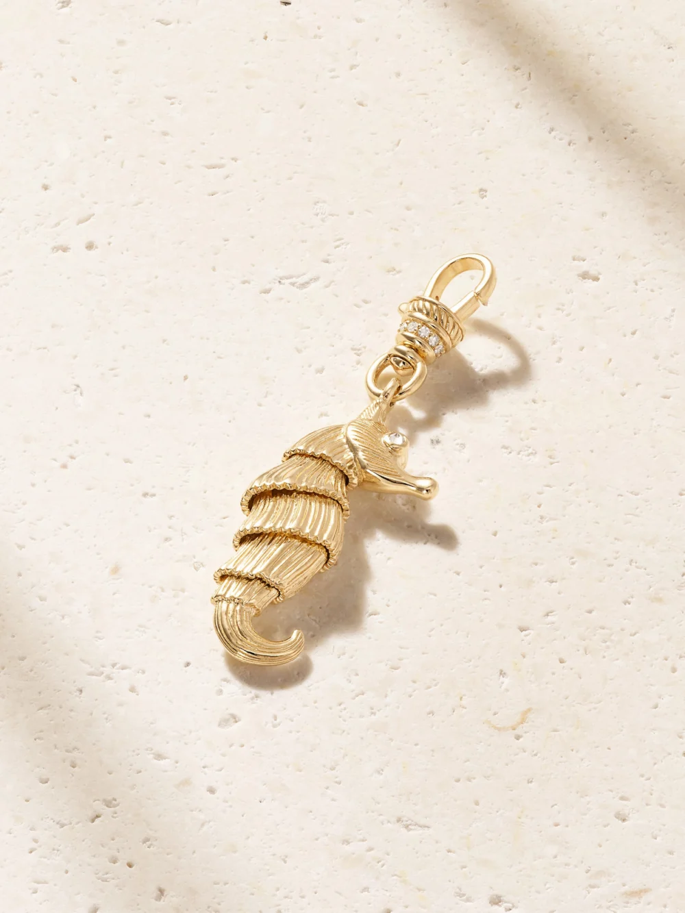 Back view of the Lucy Delius Pot-belly Seahorse 14-karat Gold Diamond Pendant