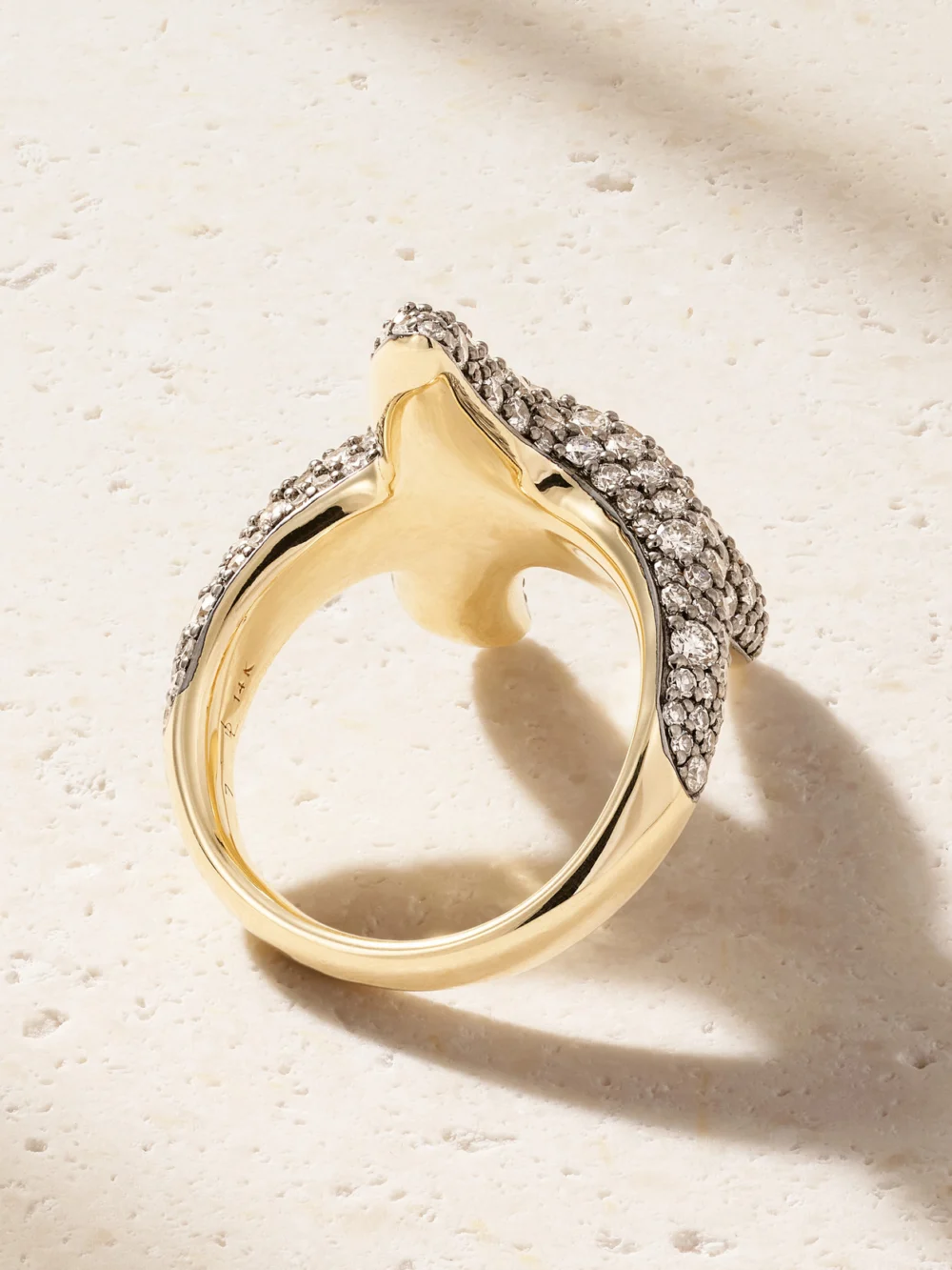 Back view of the Lucy Delius Sea Star Ring 14-karat Gold Rhodium-plated Diamond Ring