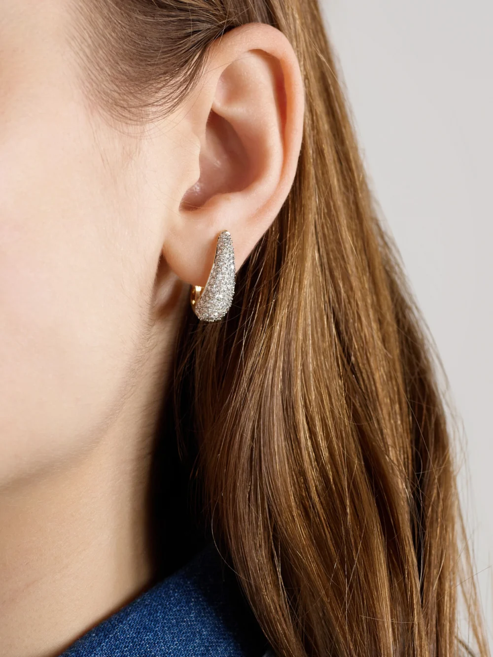 Lucy Delius Signature 14-karat Gold Diamond Earrings, styled view
