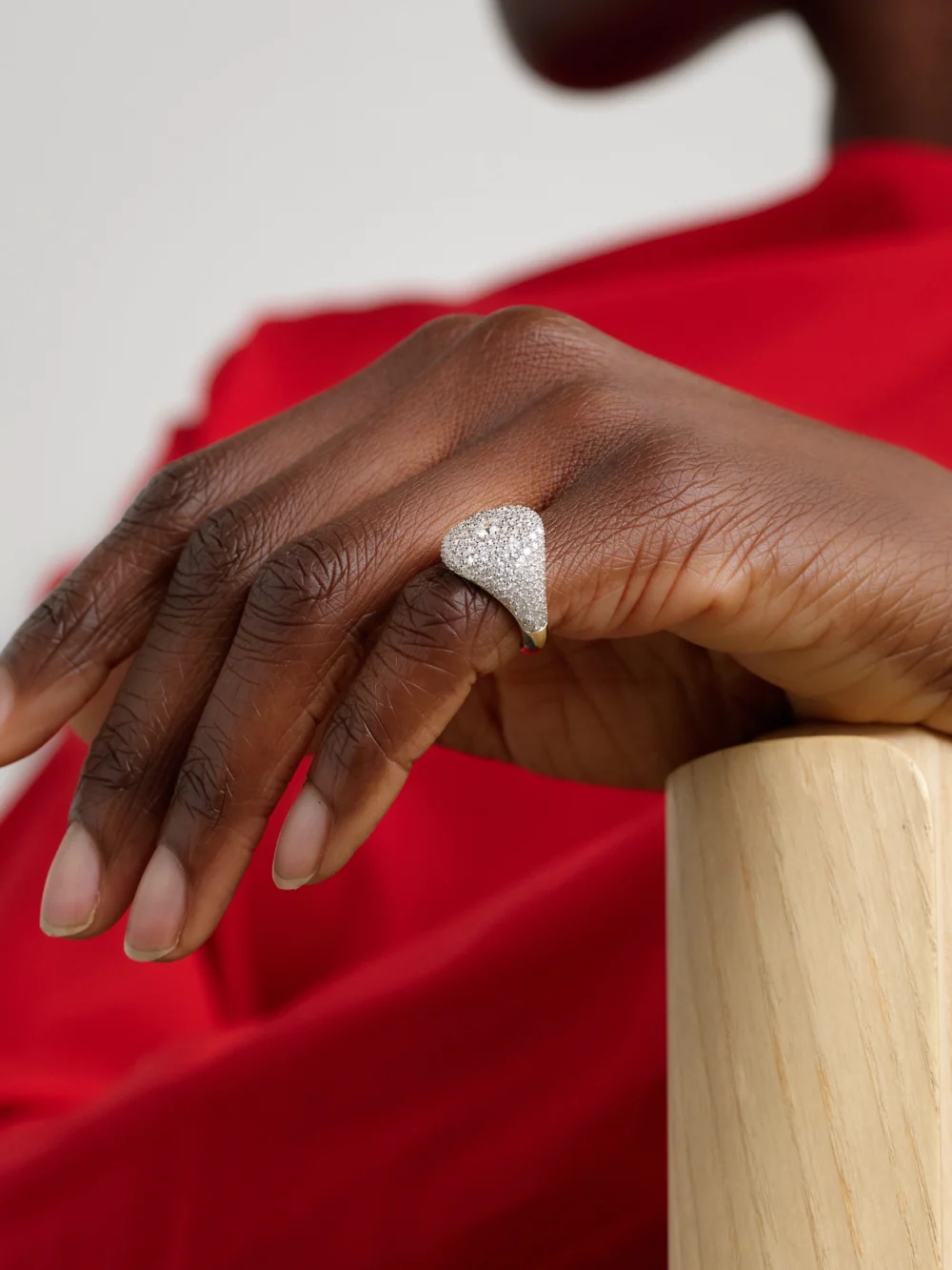 Lucy Delius Signature 14-karat Gold Diamond Signet Ring, styled view