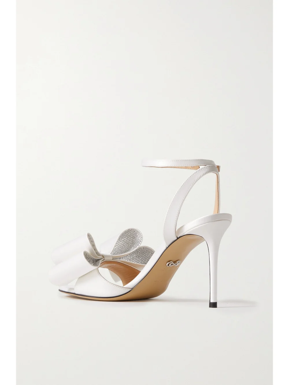 Back view of the Mach & Mach Le Cadeau Crystal-embellished Satin Sandals