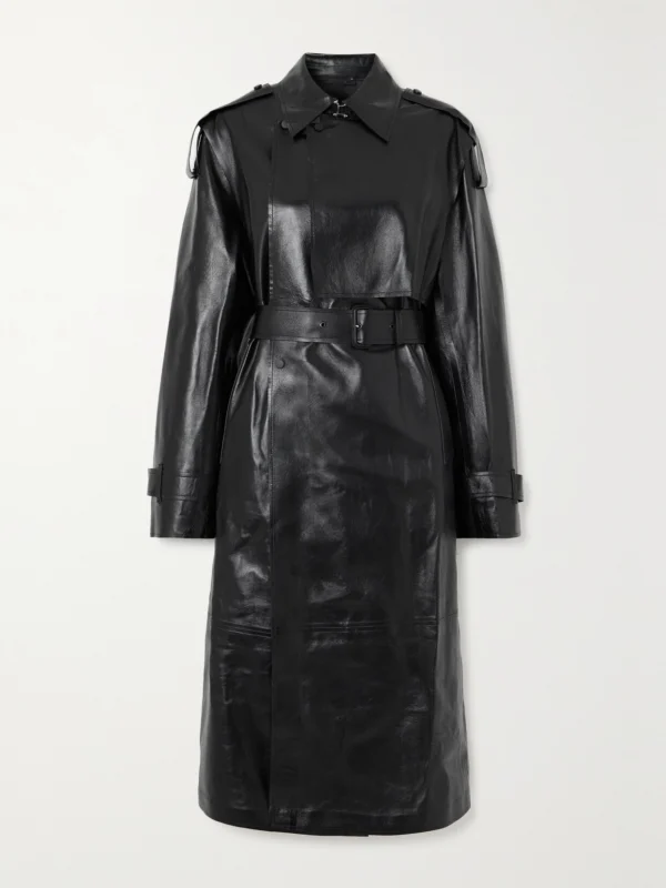 Mackage Adriana Double-breasted Belted Leather Trench Coat