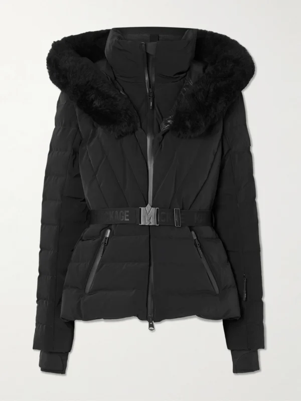 Mackage Elita Plush-trimmed Hooded Belted Quilted Down Ski Jacket