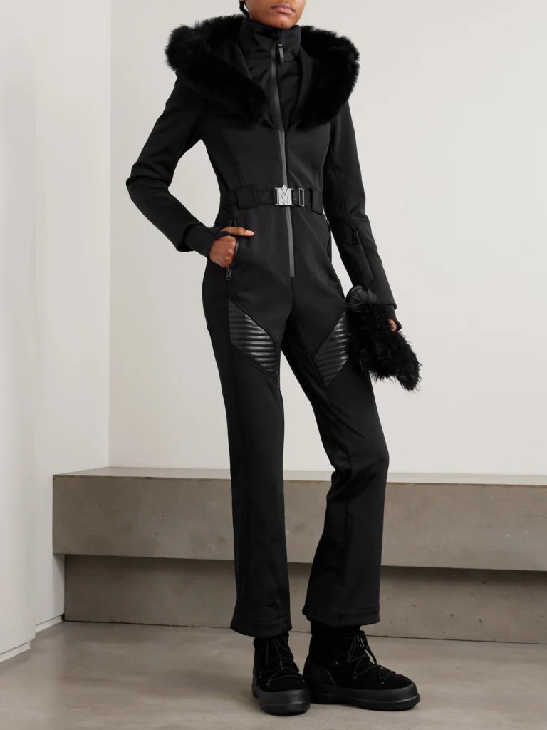 Mackage Elle Hooded Belted Shearling-trimmed Padded Ski Suit
