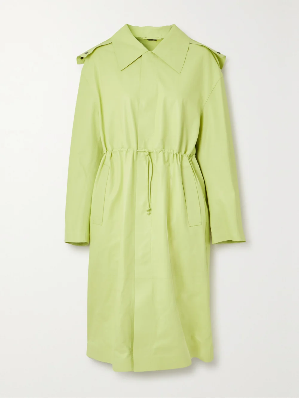 Mackage Glory Hooded Leather Trench Coat in yellow