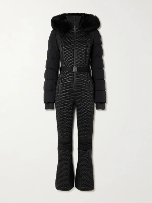 Mackage Lorelle Belted Hooded Plush-trimmed Quilted Padded Down Ski Suit