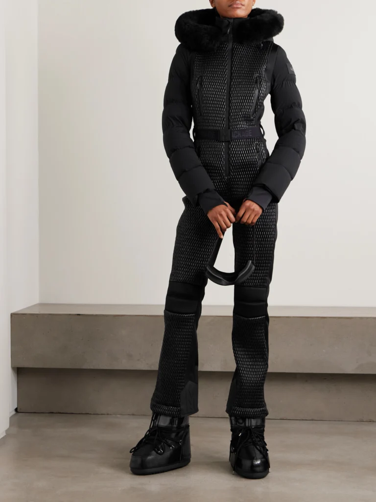 Mackage Lorelle Belted Hooded Plush-trimmed Quilted Padded Down Ski Suit