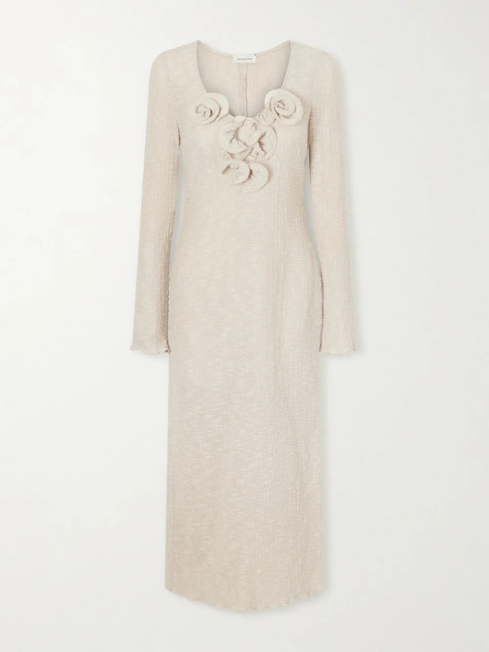Magda Butrym Beach Floral-appliquéd Lyocell-blend Midi Dress in beige