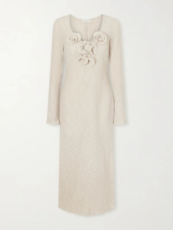 Magda Butrym Beach Floral-appliquéd Lyocell-blend Midi Dress