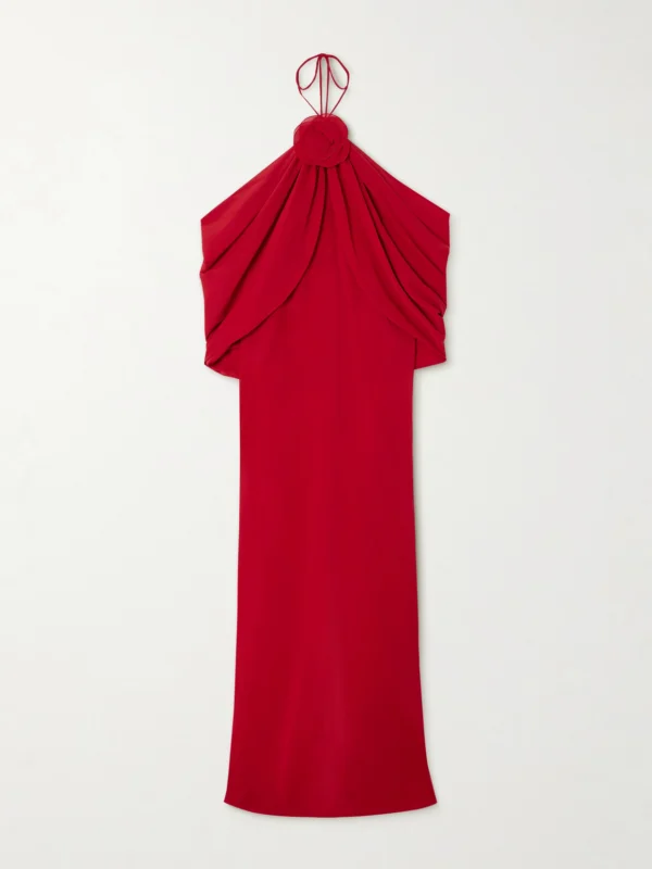 Magda Butrym Cold-shoulder Appliquéd Silk-blend Chiffon Maxi Dress